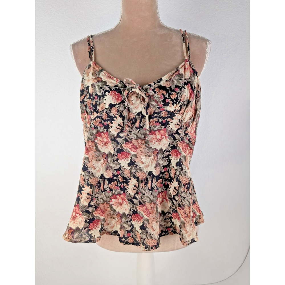 Y2K Babydoll Cami Floral Tank Top Sz L Woodsy Fairy Grunge Whimsygoth